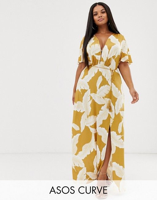 Curve floral flutter sleeve maxi dress