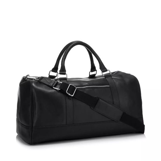 Black Leather Holdall Bag